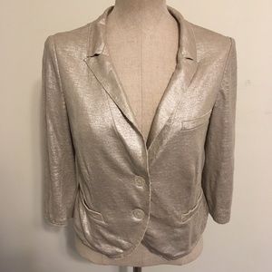 Iisli Metallic Silver Beige Cropped Jacket
